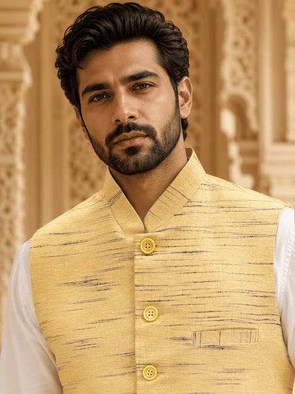 Yellow Handloom Cotton Bhagalpur Jacket