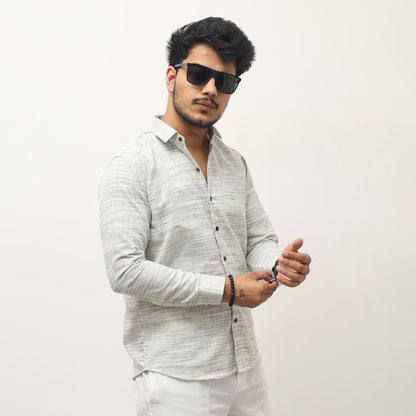 Grey khadi cross jharna shirt for men side look