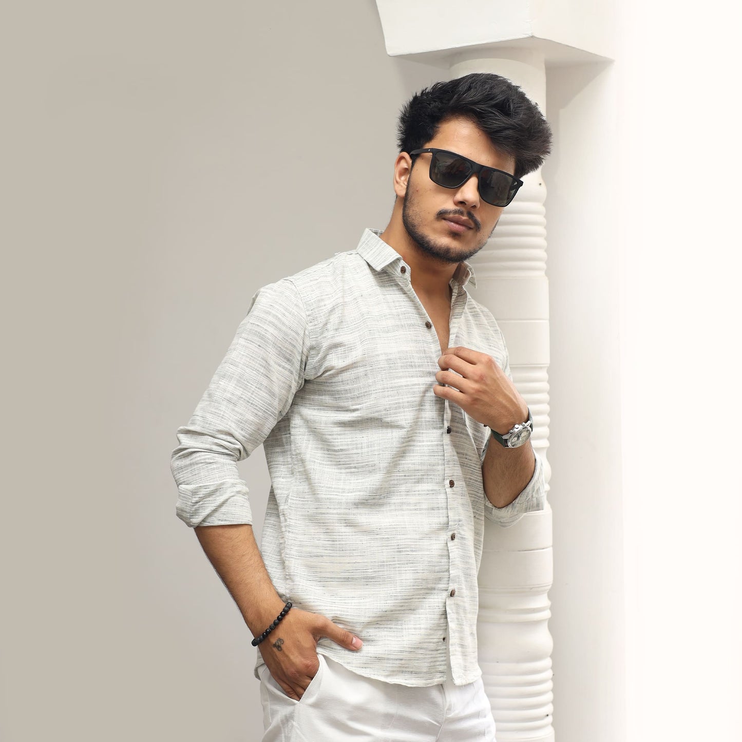 Cross jharna grey khadi shirt full sleeves styling