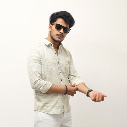 Cross jharna light green khadi shirt full sleeves styling
