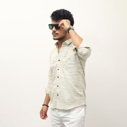 Light green cross jharna khadi shirt for men front view