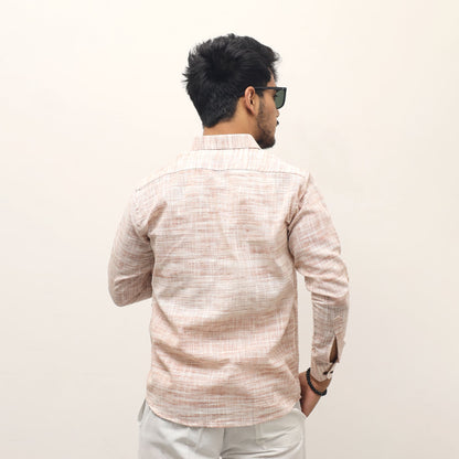 Light orange khadi cross jharna shirt for men back side