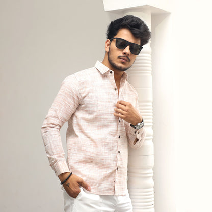 Light orange cotton khadi shirt for men casual outfit