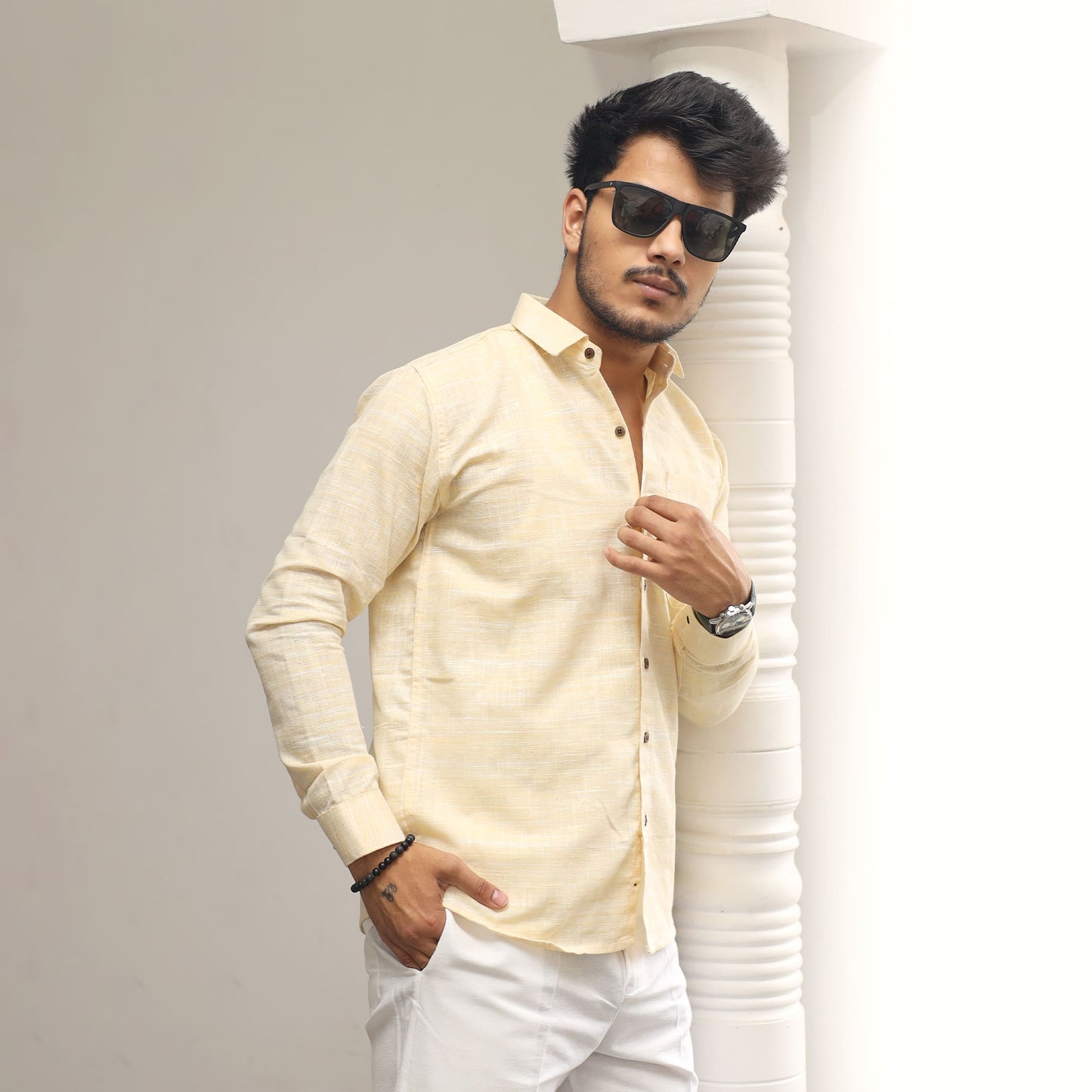 Cross jharna mustard khadi shirt for men full sleeves