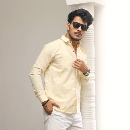 Cross jharna mustard khadi shirt for men full sleeves