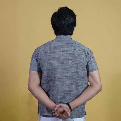 Grey Tone Dark Jharna Cotton Kurta Back View for Men