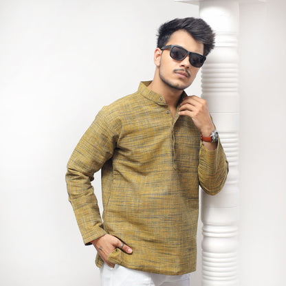 Mustard short kurta casual styling with sunglasses