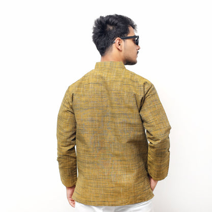 Mustard Tone Dark Jharna Full Sleeves Short Kurta back view