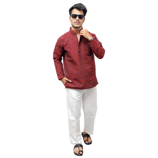 Combo Set Dark Jharna Full Sleeves Kurta Pant-Red