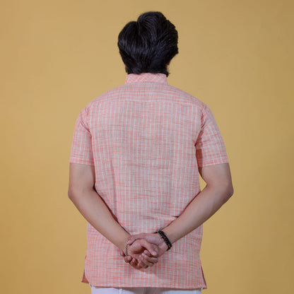 orange khadi kurta back view relaxed fit