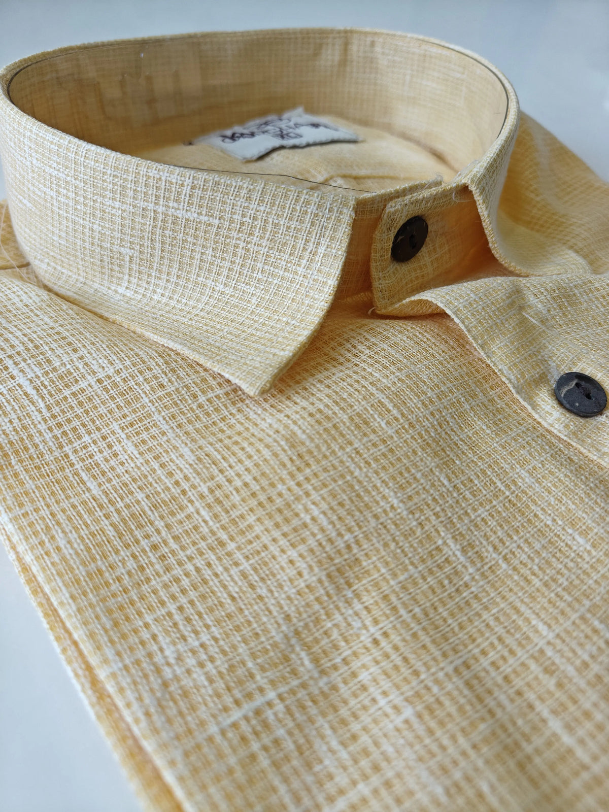 Yellow-Net Handloom Cotton Half Sleeves Shirt