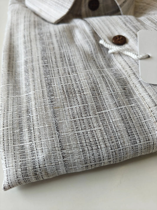 Gray-Rustic Handloom Cotton Half Shirt