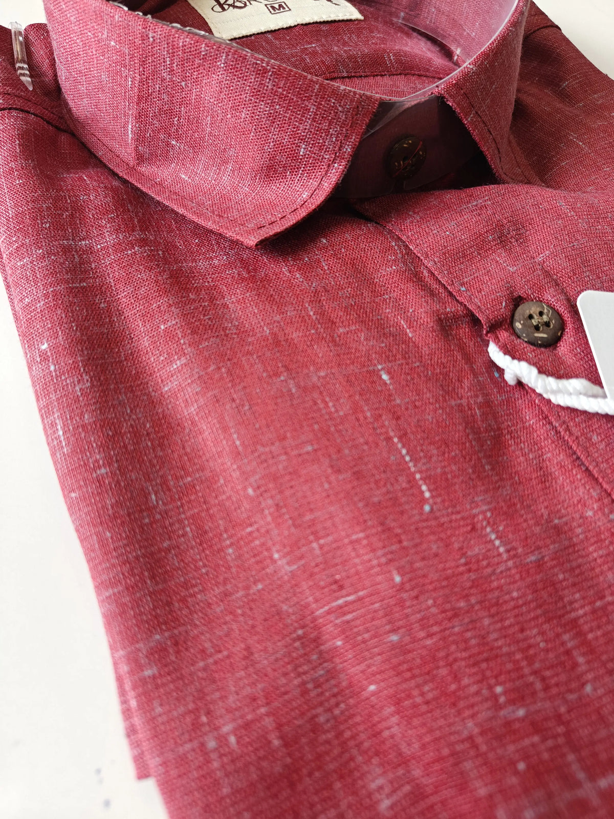 Dark Maroon Slub Cotton Half Sleeves Shirt