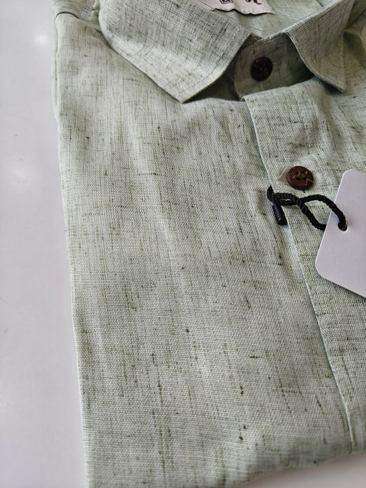 Mint-Slub Cotton Half Shirt