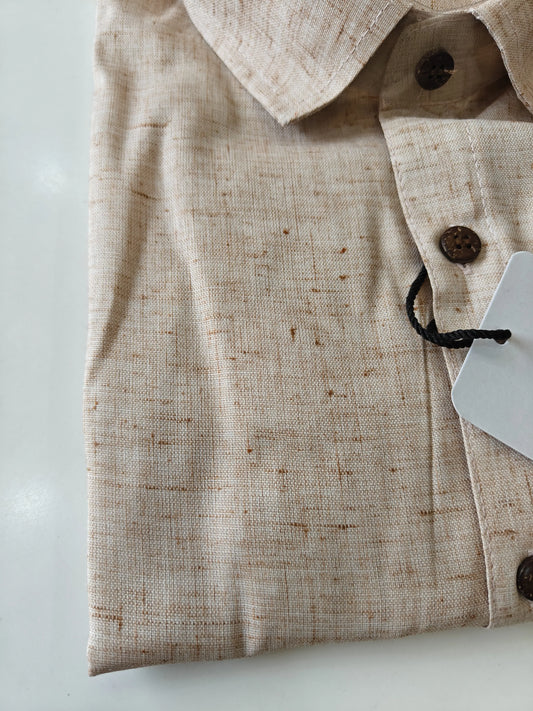Minimal beige-Slub Cotton Half Shirt