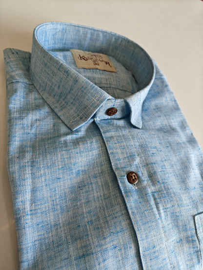 Sky Blue Soft Linen Cotton Full Sleeve Shirt