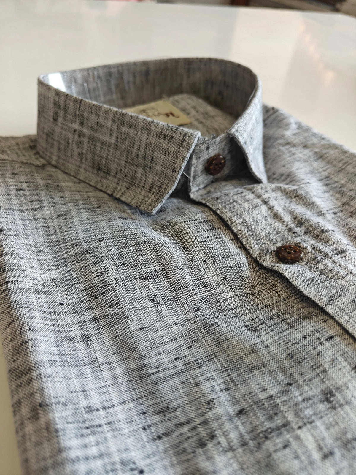 Grey-Soft Linen Cotton Half Sleeve Shirt