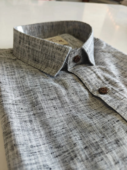Grey-Soft Linen Cotton Half Sleeve Shirt