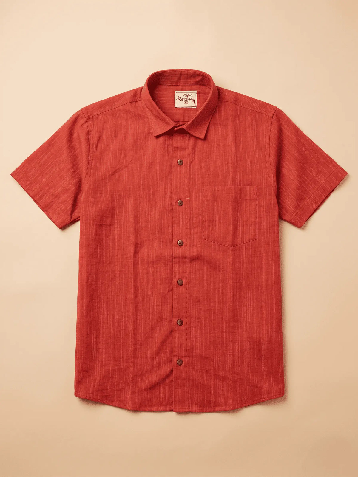 Red Threadline Handloom Cotton Half Sleeves Shirt