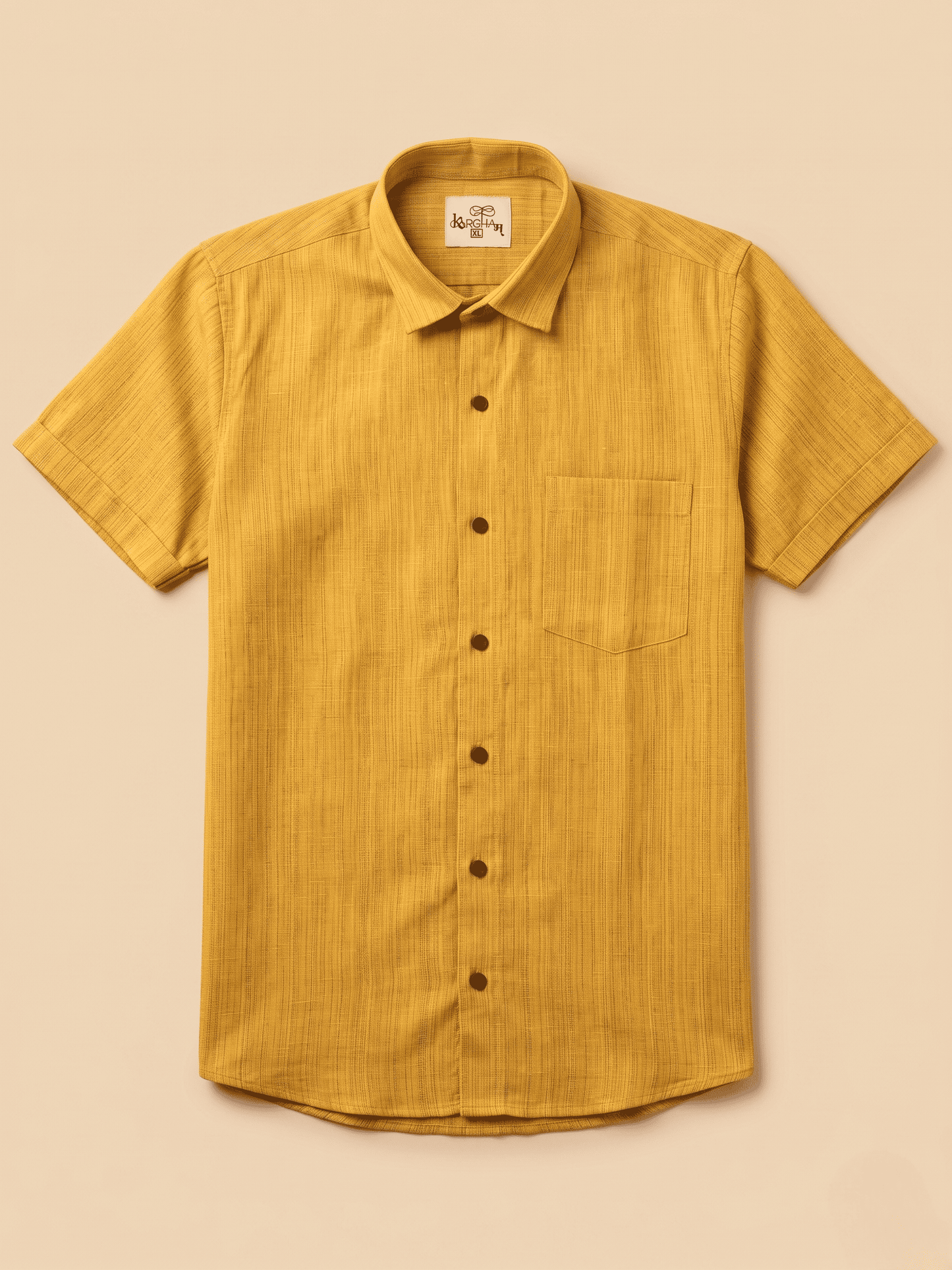 Yellow Threadline Khadi Cotton Shirt for Men | Half Sleeves