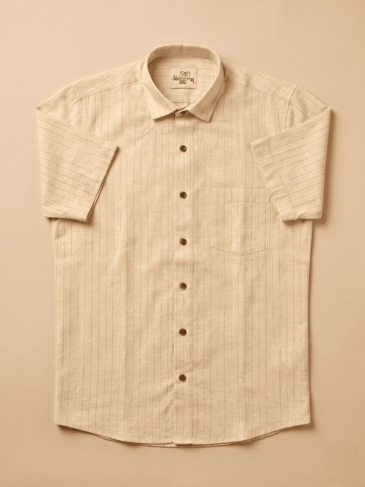 Yellow Softline Khadi Cotton Shirt for Men | Half Sleeves