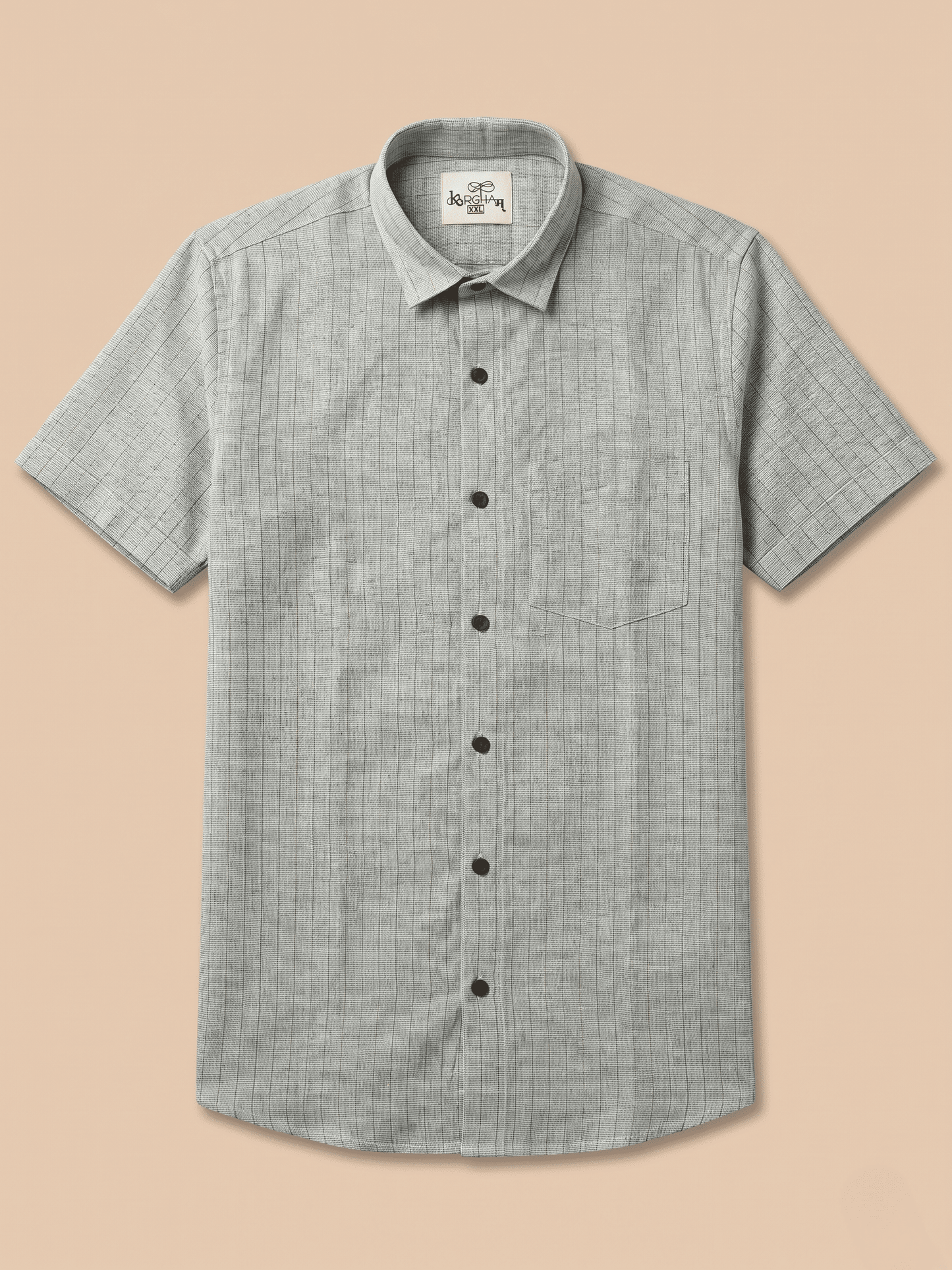 Grey Softline Khadi Cotton Shirt for Men | Half Sleeves