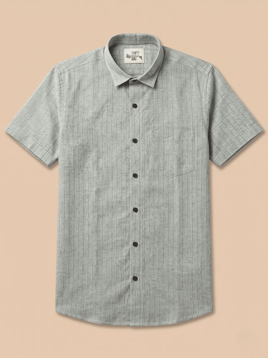 Grey Softline Khadi Cotton Shirt for Men | Half Sleeves