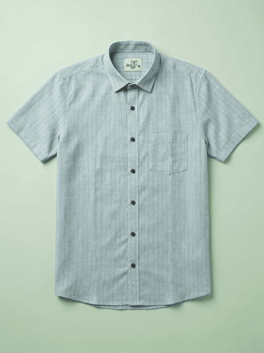 Blue Softline Khadi Cotton Shirt for Men | Half Sleeves