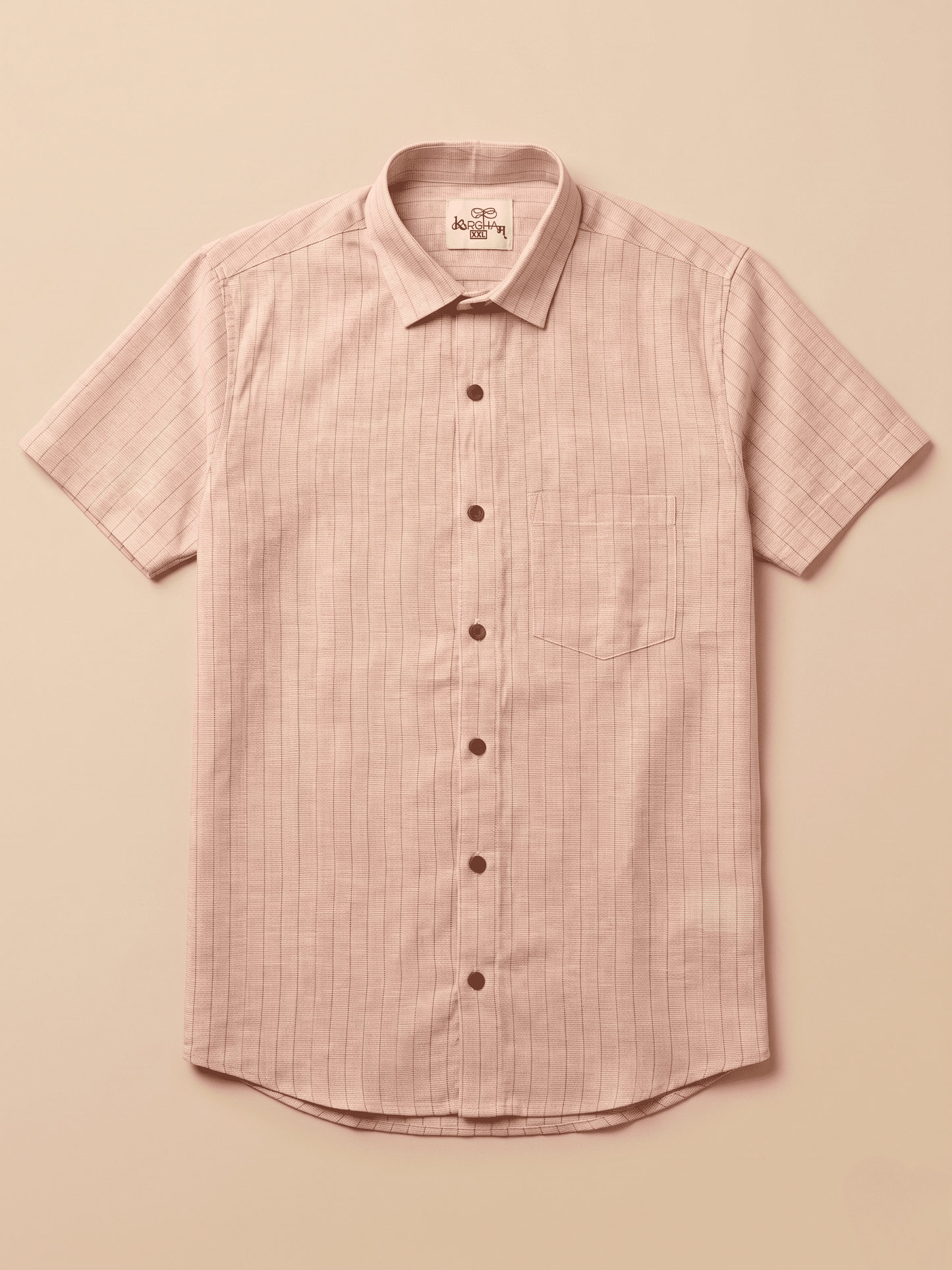 Orange Softline Khadi Cotton Shirt for Men | Half Sleeves