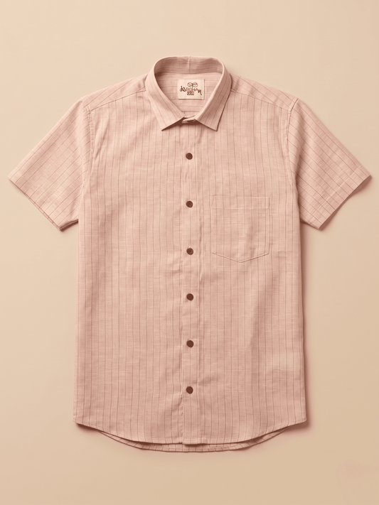 Orange Softline Khadi Cotton Shirt for Men | Half Sleeves