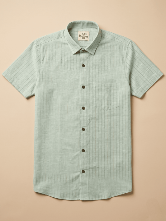 Green Softline Khadi Cotton Shirt for Men | Half Sleeves