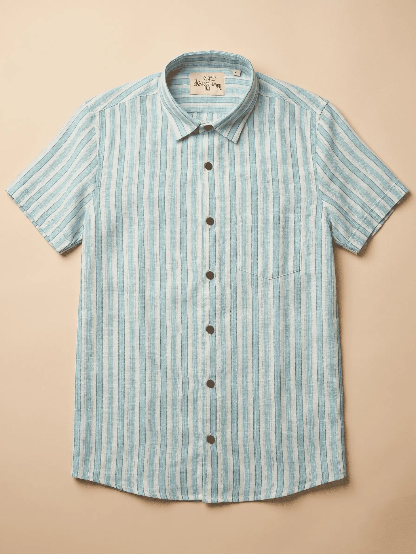 Blue-White Stripped Cotton Shirt for Men | Half Sleeves