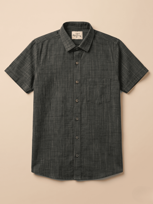 Dark green Jharna Khadi Shirt for Men | Half Sleeves Cotton Shirt