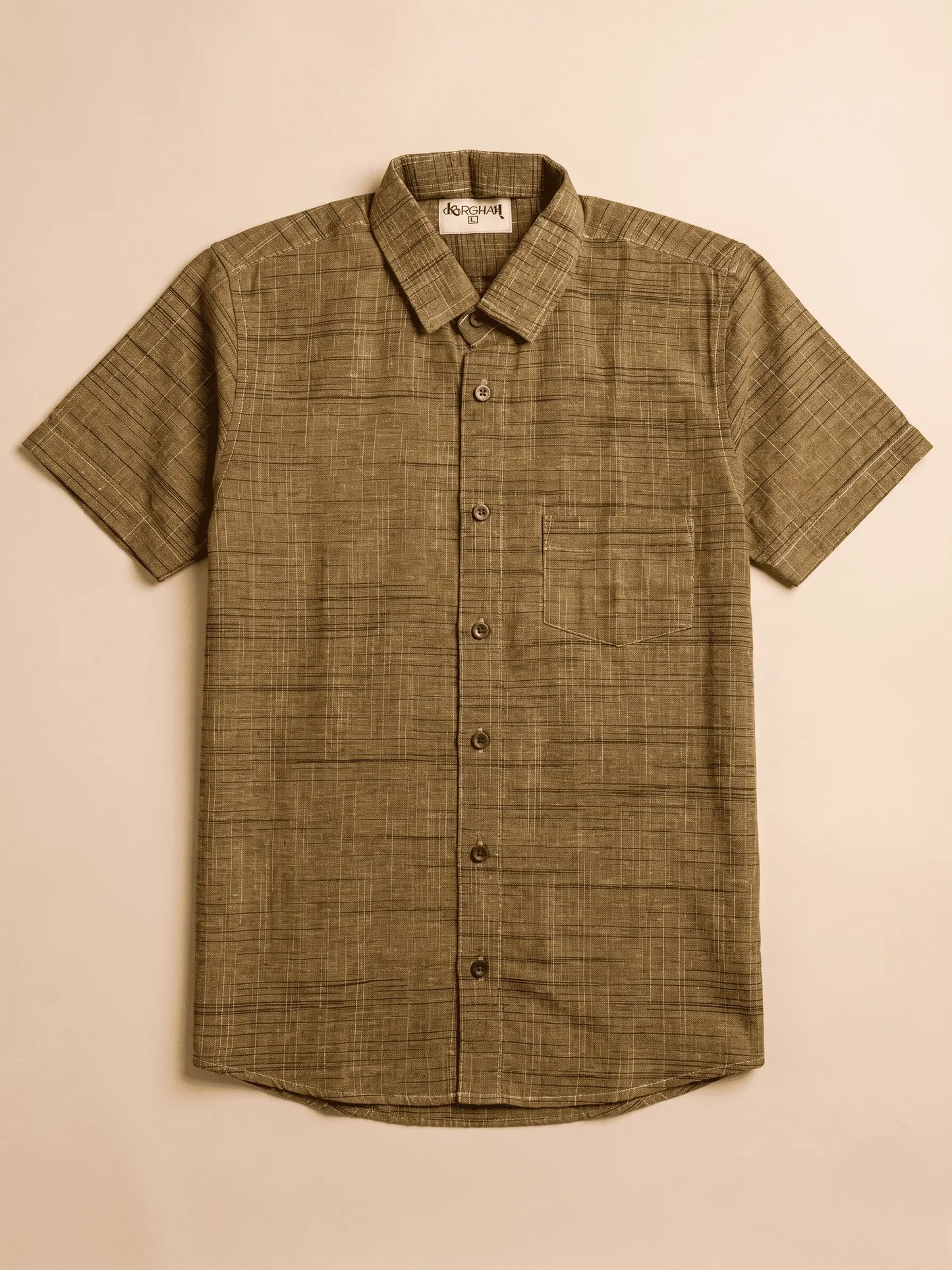 Mustard Dark Jharna Shirt for Men | Half Sleeves Cotton Shirt