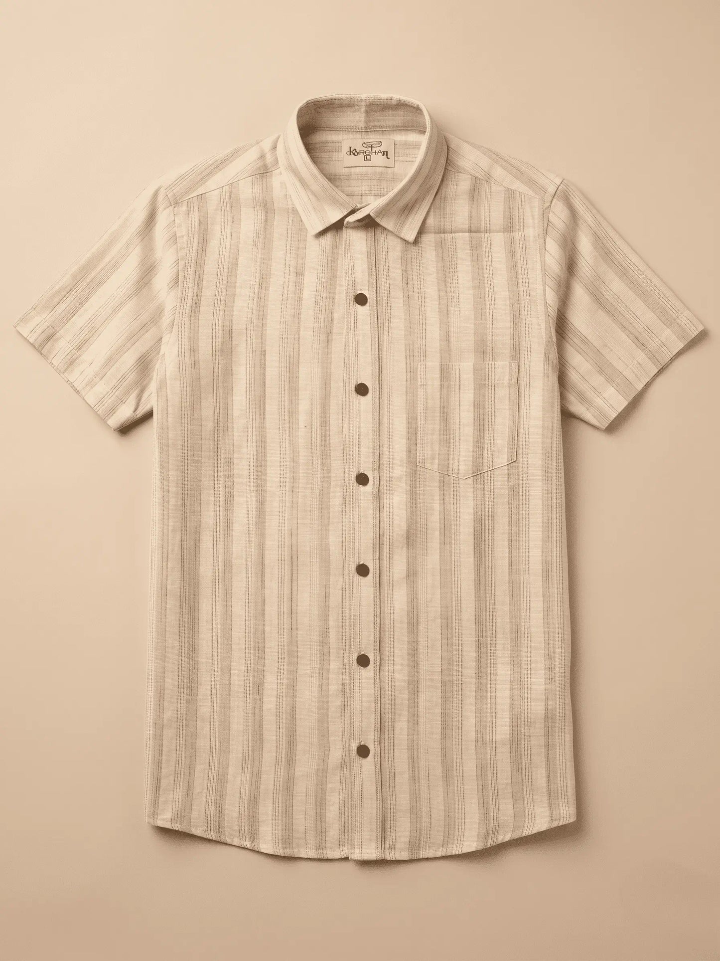 Yellow Wide Stripped Cotton Shirt for Men | Half Sleeves
