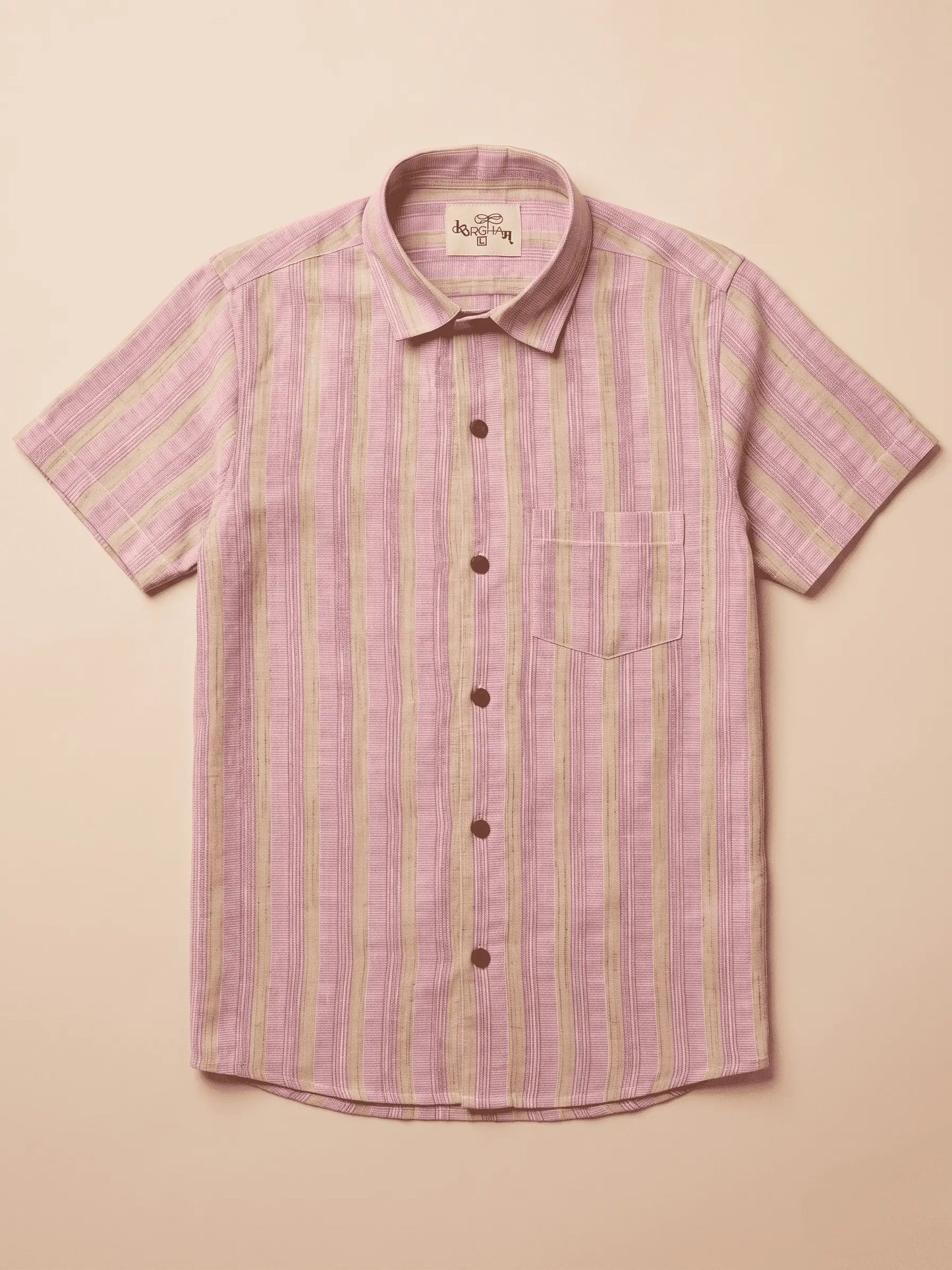 Pink Wide Stripped Cotton Shirt for Men | Half Sleeves