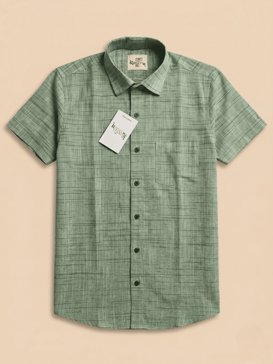 Green Light Jharna Khadi Cotton Shirt for Men | Half Sleeves