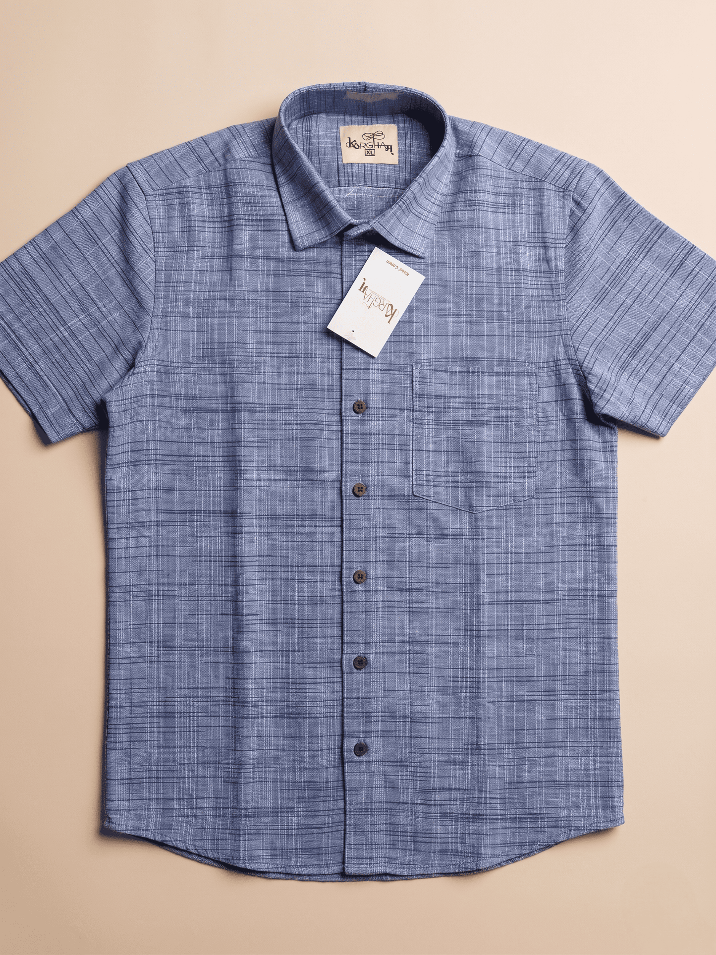 Blue Light Jharna Khadi Cotton Shirt for Men | Half Sleeves