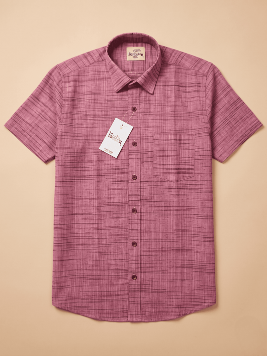 Pink Light Jharna Khadi Cotton Shirt for Men | Half Sleeves