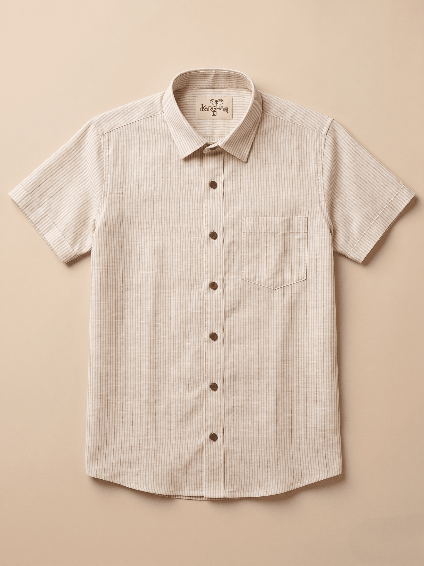 Yellow Loom Stripped Khadi Cotton Shirt for Men | Half Sleeves