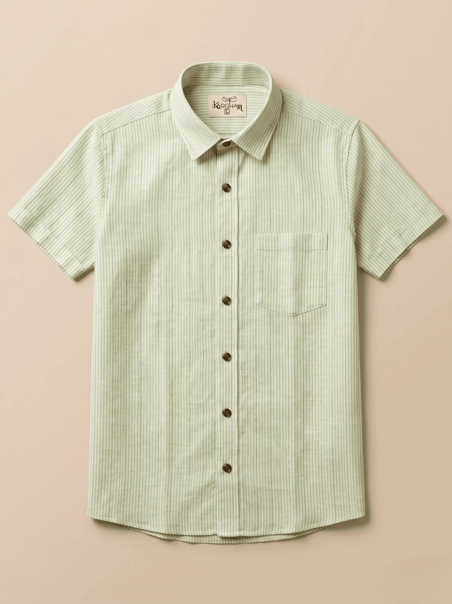 Green Loom Stripped Cotton Shirt for Men | Half Sleeves