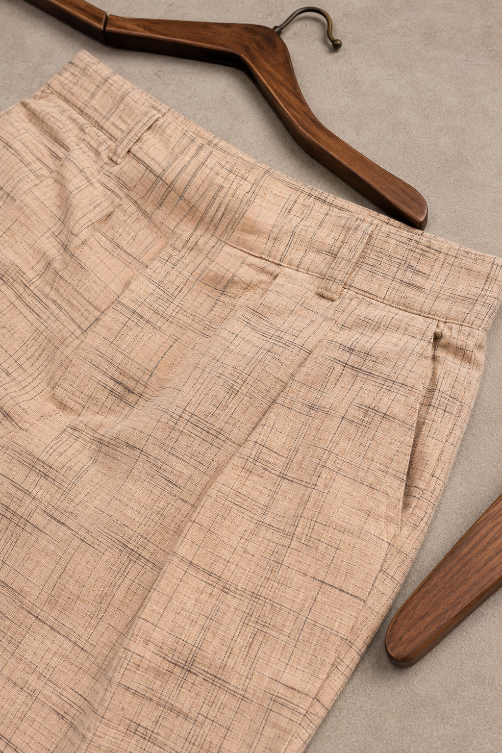 Handwoven Cotton Beige Jharna Pants for Men | Lightweight Casual Trousers