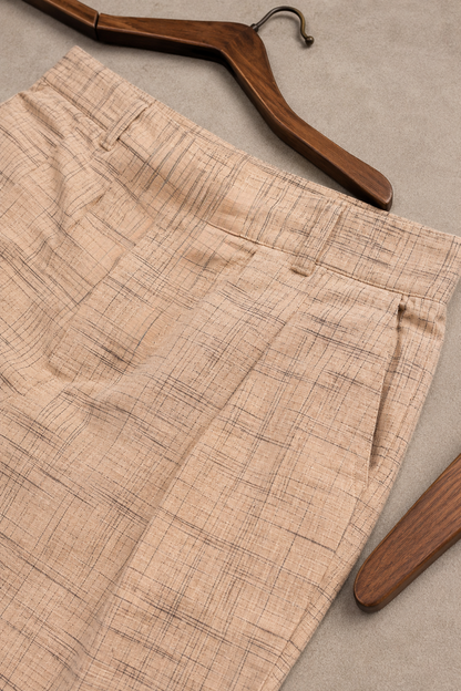 Handwoven Cotton Beige Jharna Pants for Men | Lightweight Casual Trousers