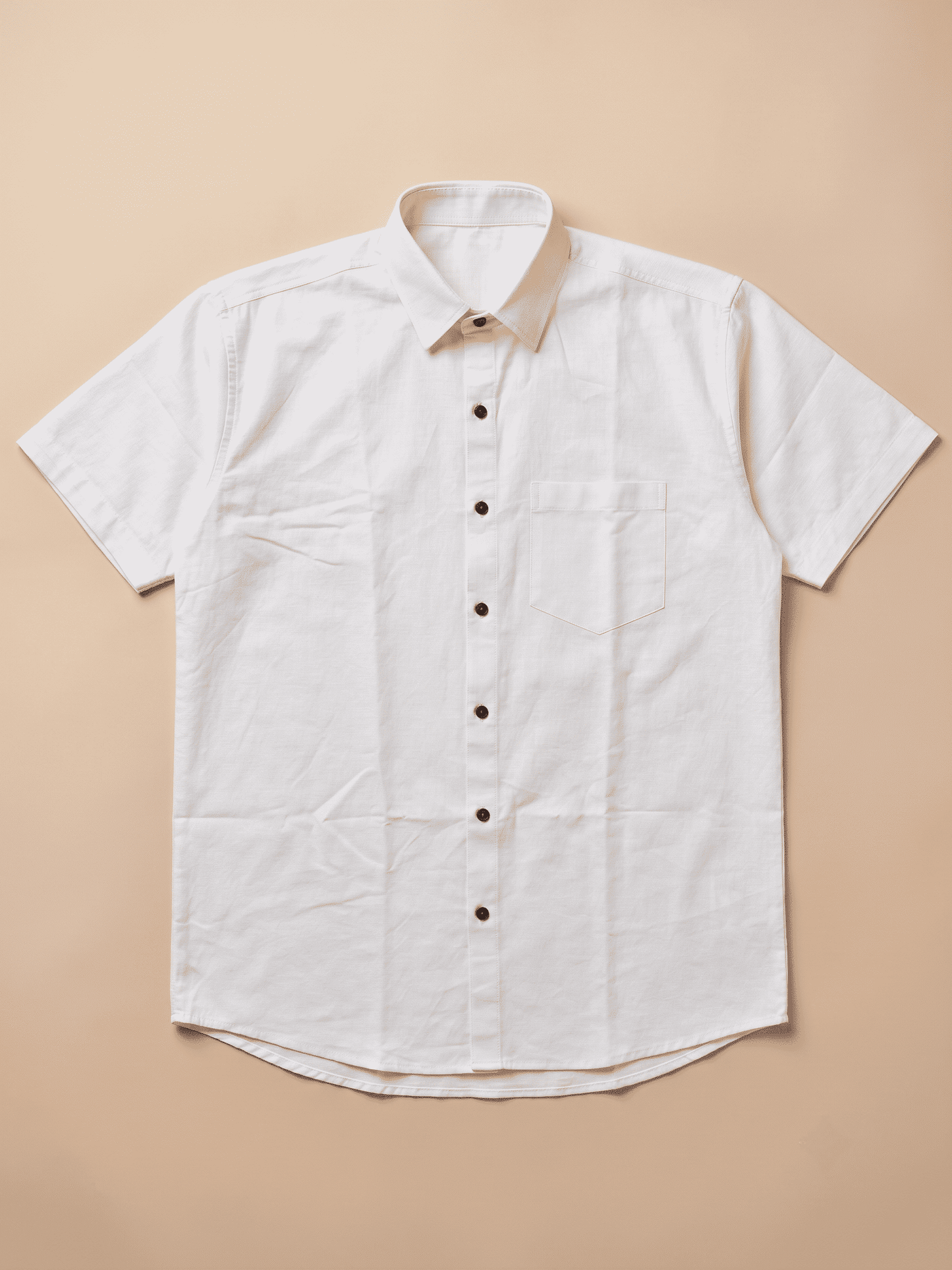 White Solid Handloom Cotton Half Sleeve Shirt for Men | Kargham