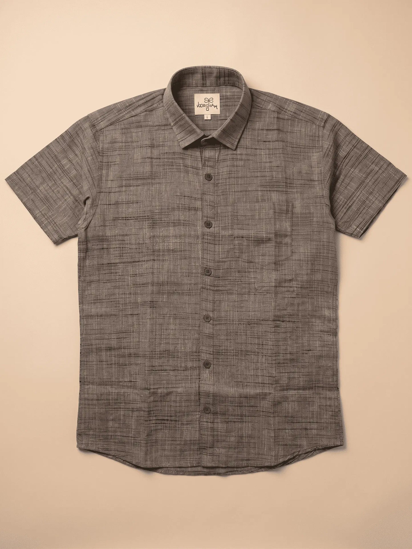 Brown Dark Jharna Breathable Handloom Cotton Half Sleeve Shirt for Men | Kargham