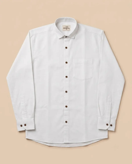 White Solid Full Sleeves Shirt