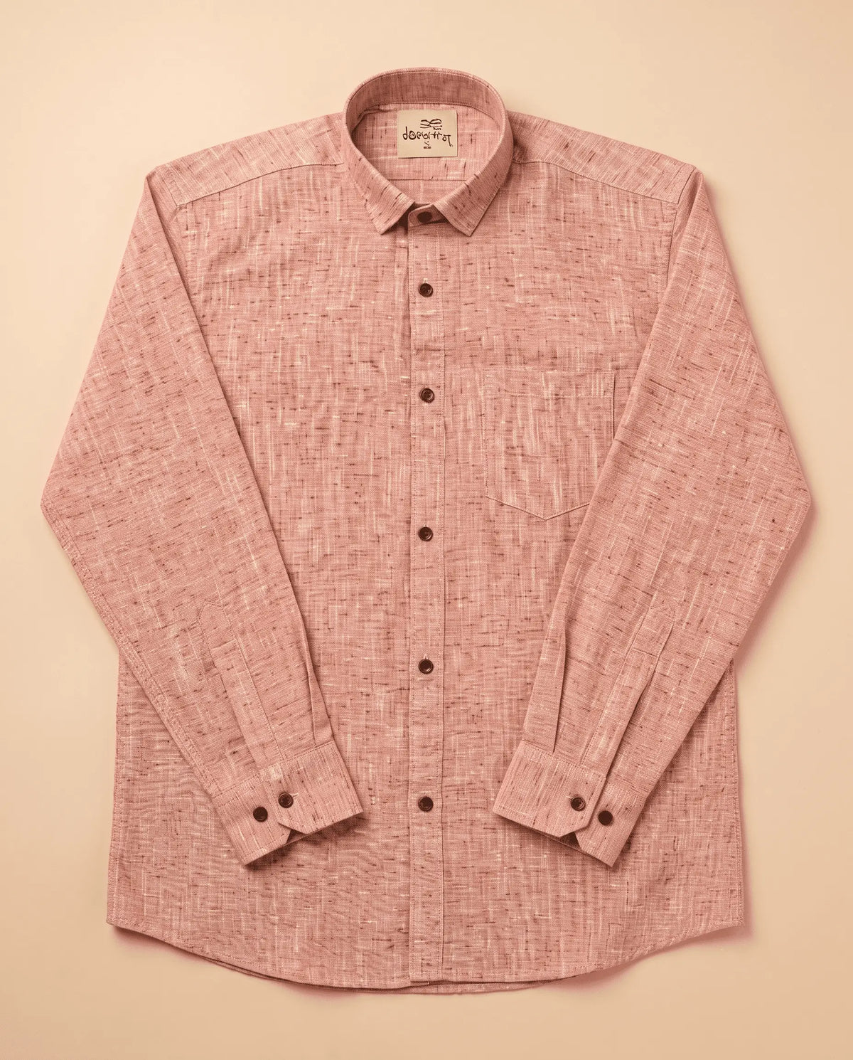 Peach Soft Linen Cotton Full Sleeve Shirt