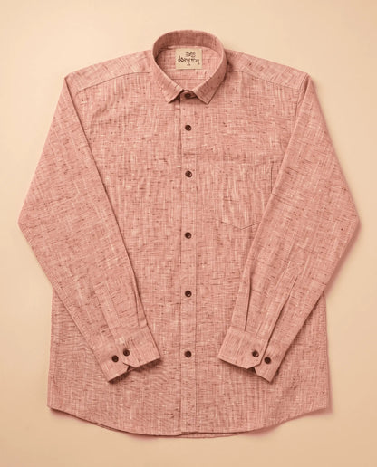 Peach Soft Linen Cotton Full Sleeve Shirt