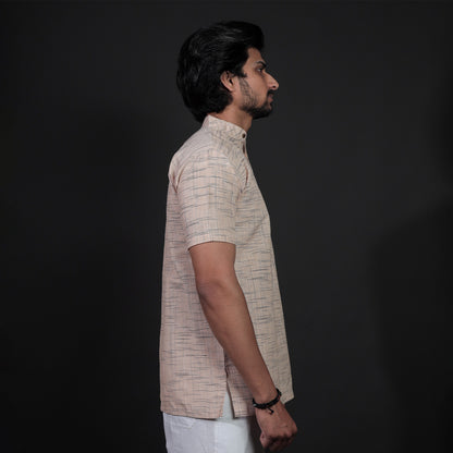 Combo Set Jharna Half Sleeves Short Kurta Pant-Beige