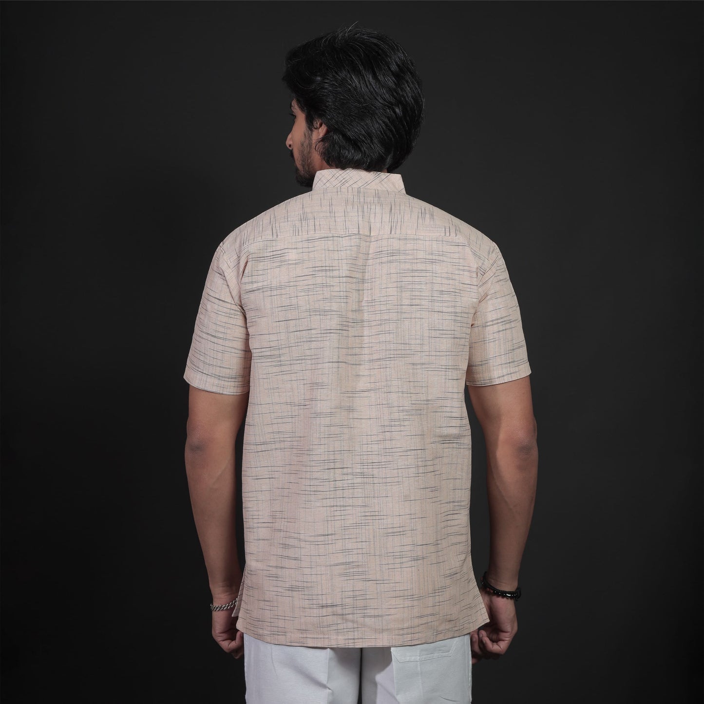 Back Design of Beige Short Kurta for Men